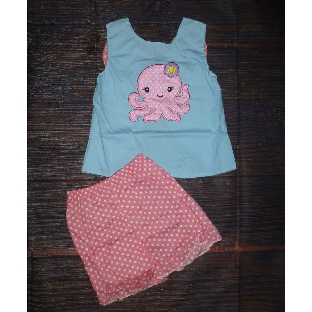 Boutique Octopus Tunic & Shorts Girls Outfit Set
